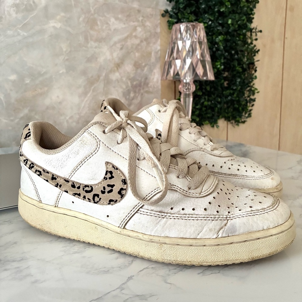 Nike Court Vision Low Leopard Swoosh Shoes